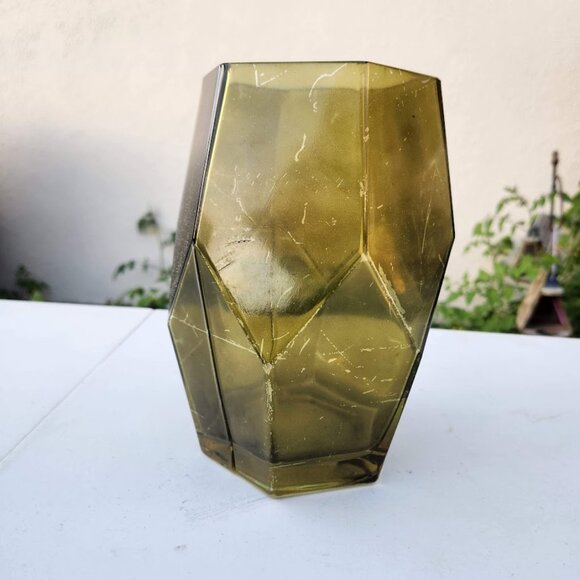 Beautiful Vintage Green Hexagon Vase Terrarium Decor Mid Century Modern Rustic F - Picture 2 of 16